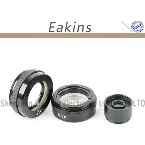 3pcs/lot 0.5X & 2.0X Industry Microscope Camera Objective Lens + 2X Industry Microscope Eyepiece Lens