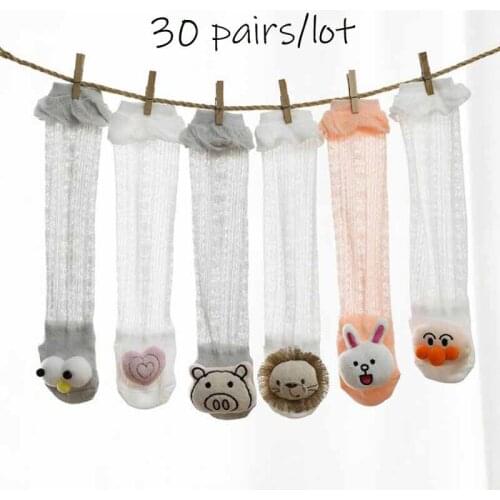 30Pairs/lot Baby Leg Warmers Sock Newborn Girls Boy Knee High Kids Hollow Out Socks Summer Breathable Sock Anti-Mosquito