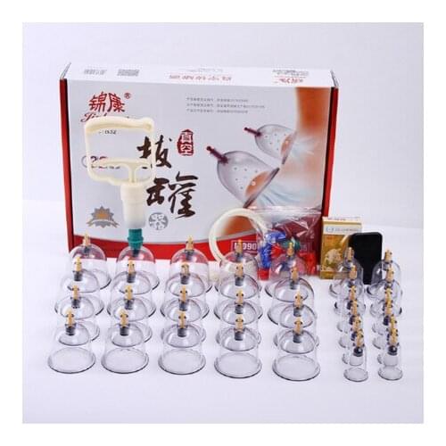 32 / 24 / 6 Cans Cups Chinese Vacuum Cupping Kit Pull Out Vacuum Apparatus Therapy Relax Massagers Curve Suction Pumps