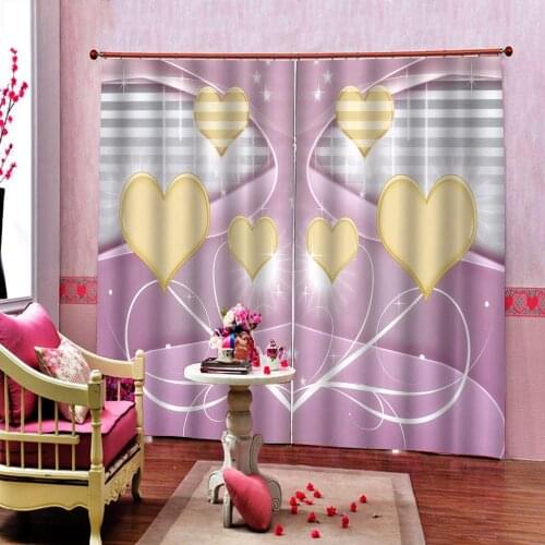 Customize Size Home Bedroom Decoration Curtains For Love Purple Flowers Bed Room Living Room Office Hotel 3D Curtain