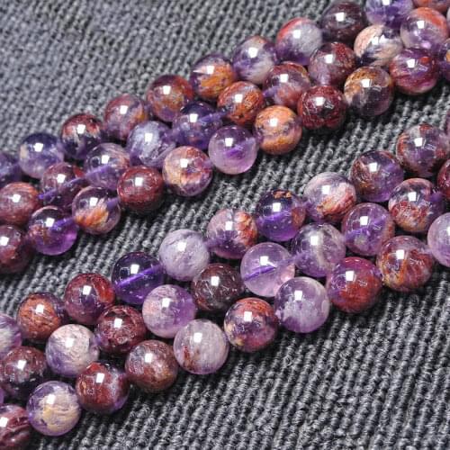 6-12mm Natural Purple Phantom Quartz Cacoxenite Beads Round DIY Loose Beads For Jewelry Making beads Accessories 15'' Women Gift