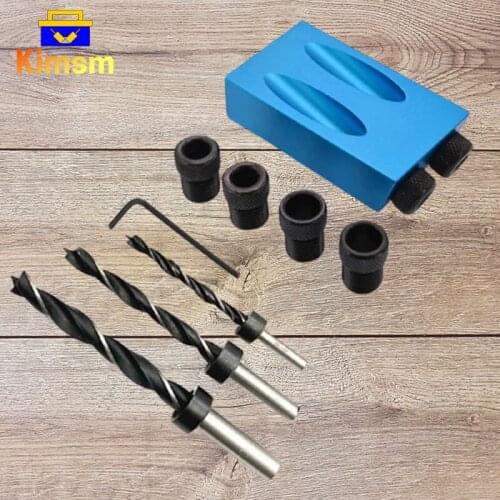 7PCS/14PCS Oblique Hole Locator Set For Woodworking 15 Degree Angle Electric Location Guide Drill Bit Adapter Hole Punch Tools