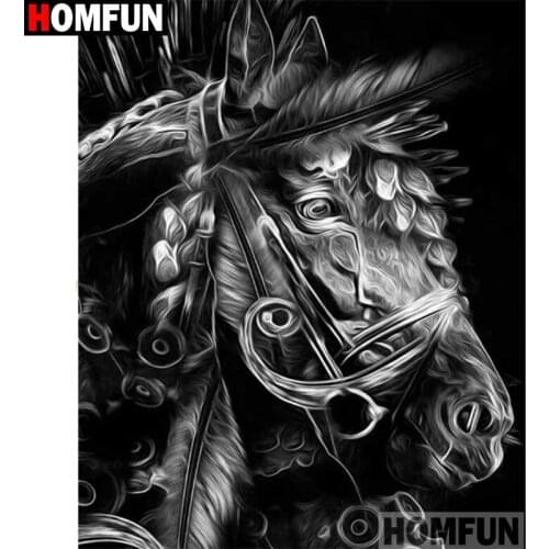 HOMFUN Full Square/Round Drill 5D DIY Diamond Painting "Animal horse" 3D Embroidery Cross Stitch 5D Home Decor A16653