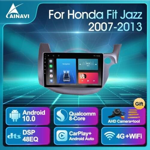 Car Radio Android 10.0 QLED Screen For Honda FIT JAZZ 2007-2013 Auto Stereo Multimedia Navigation GPS Carplay Navi 8core NO 2DIN