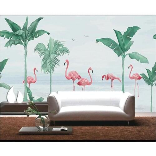 XUE SU Large custom mural wallpaper Nordic banana leaf flamingo background wall covering