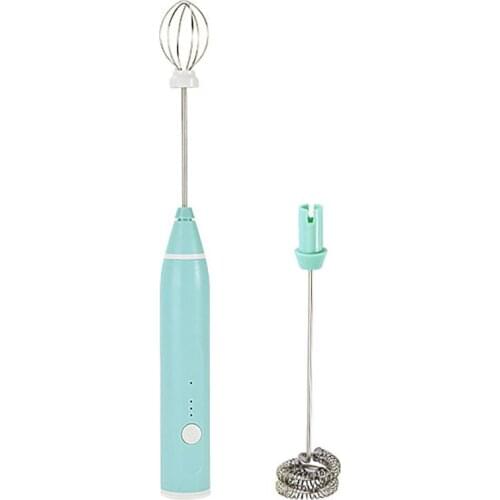 Recharging Household Electric Whisk Handheld Mini Milk Frother with 2 Stainless Whisks 3 Speeds Small Drink Mixer