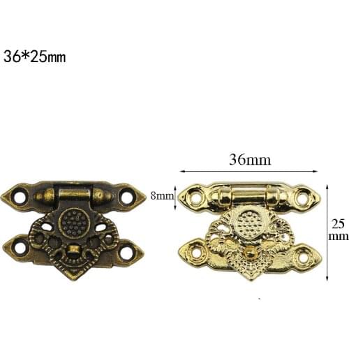 Gold Bronze Antique Hasp Furniture Jewelry Wine Gift Box Wooden Case Hasp Padlock Latch Catch Decor Hasp Hardware Accessories
