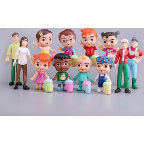 12PCS Set TV Cartoon Cocomelon Family Action Figure Toy Dolls JJ Brother Sister Mommy Daddy Friends PVC Plastic Model Collection