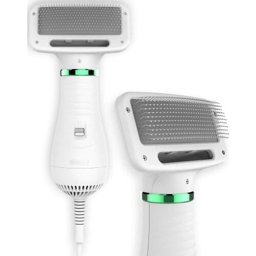 Pet Dryer 2-In-1 Portable Dog Hair Dryer And Comb Brush Low Noise Pet Dryer Dog Grooming Comb Fur Blower White