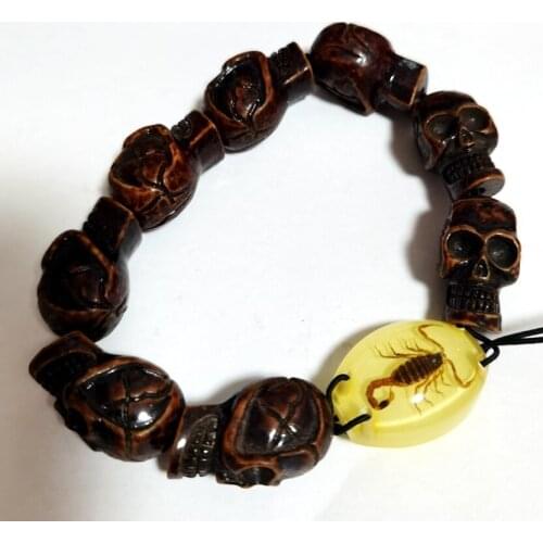 Gothic Skull Real Scorpion Fashion Mens Biker Skull Bracelet Punk Hip Hop Rock Style Jewelry Gift