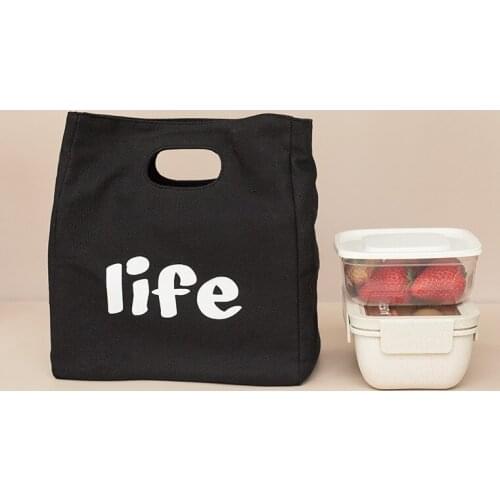 Canvas Lunch Bento Bag Japanese Simple Insulated Heat Pouch Thick Aluminium Foil Lining Dinner Container Food Storage Handbag