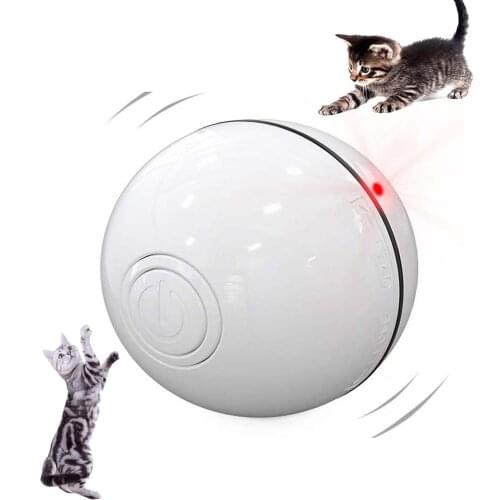 USB Cat Toy Ball Auto Rotating Redirection Magic Rolling Ball with Flashing Red Light Attract Kitten Hit Ball Interactive Toy