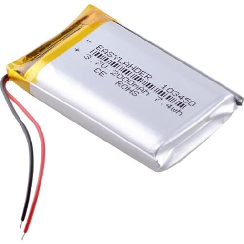 3.7V 2000mAh 103450 Lipo Polymer Lithium Rechargeable Battery For mouse Bluetooth speakers navigator DVD recorder