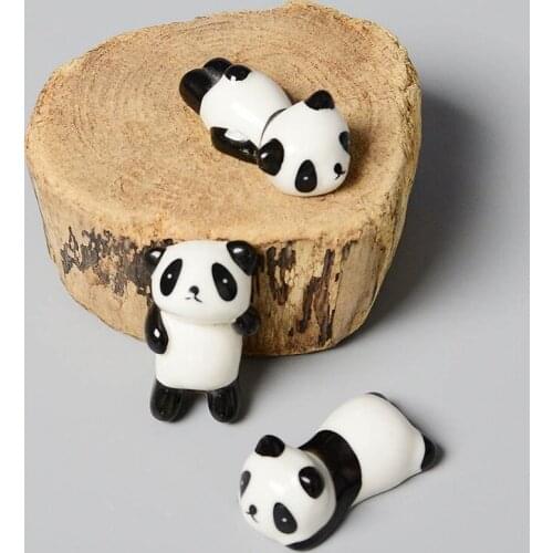 Cute Chopsticks Holders Ceramic Panda Rabbit Shaped Miniatures Spoon Fork Holder Stand Chopsticks Rest Crafts Pen Holder
