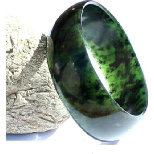 Fashion Jade Bracelet Natural Dark Green Bracelet Hand Carved Wide Jade Bracelet Jewelry Men And Women Lucky Amulet Gifts