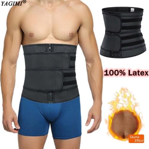 100% Latex Waist Trainer for Man Slimming Corset Colombian Girdles Body Shaper Workout Fitness Sauna Sweat Belt Shapewear Fajas