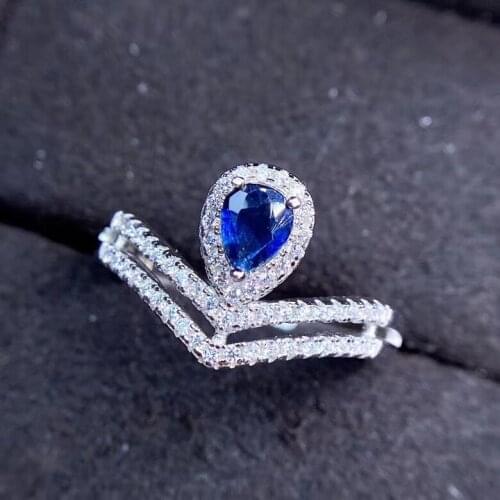 Natural real blue or pink sapphire crown ring Per jewelry 925 sterling silver 4*6mm 0.5ct gemstone Fine jewelry J212208
