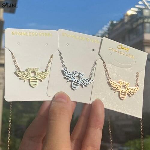 Stainless Steel Origami Bee Necklace & Pendants Fashion Wild Animal Honey Bee Necklaces Accessories Everyday Jewelry Choker Gift