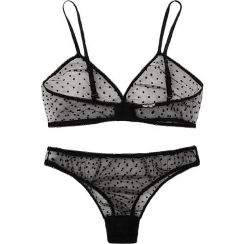 New Women Sexy Lingerie Underwire Bra Panty Thong Underwear Set Black S-2XL Lenceria Mujer Underwear Women Set#25