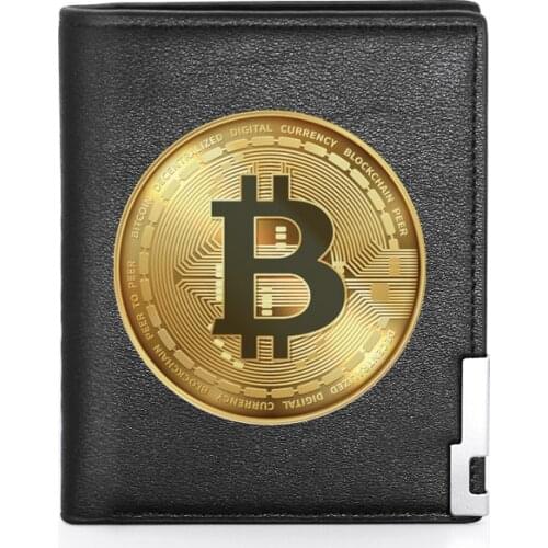 New Arrivals Bitcoin Printing Leather Wallet Credit Card Holder Short Cryptocurrency Purse
