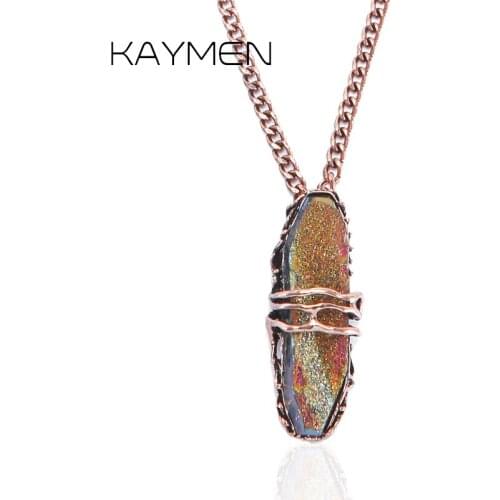 New Arrival Fashion Imitation Stone Vintage Pendant Necklace for Girls Antique Silver Plated Long Chain Necklace Pendant 1538