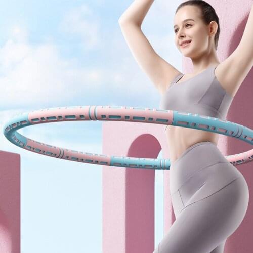 6 Part 90cm Detachable Stainless Steel Sport Hoop Women Fitness Training Gym At Home Massage Waist Ring Weights Loss Yoga Circle