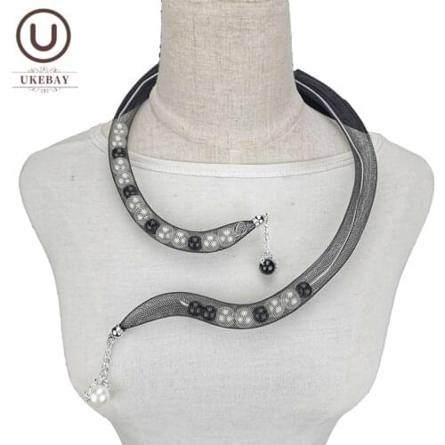 UKEBAY New Pearl Necklaces Women Handmade Jewelry Fashion Design Boho Necklace Match Clothes Goth Sweater Chain Choker Necklaces
