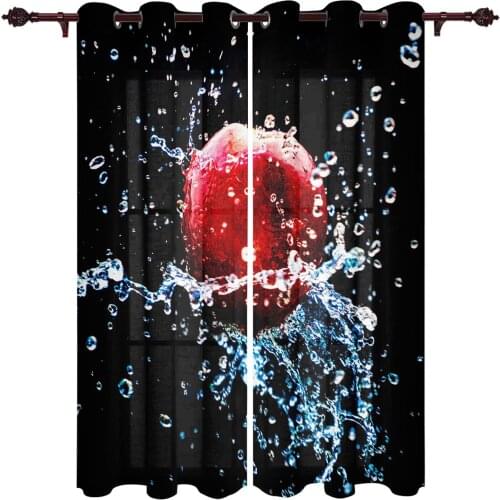Patio Curtain Fresh Fruit Drops Apple Kitchen Curtains In The Modern Living Room Bedroom Dining Room Translucent Curtain