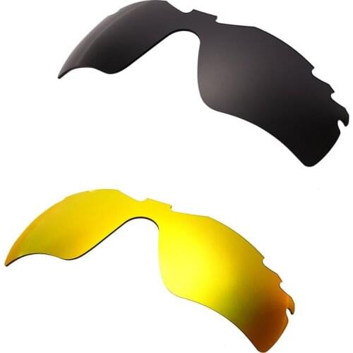 HKUCO Black/Gold 2 Pairs Polarized Replacement Lenses For Radar Path-Vented Sunglasses Increase Clarity