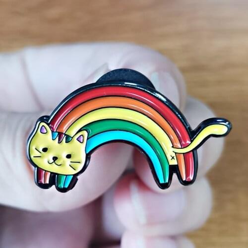 Rainbow cat pin