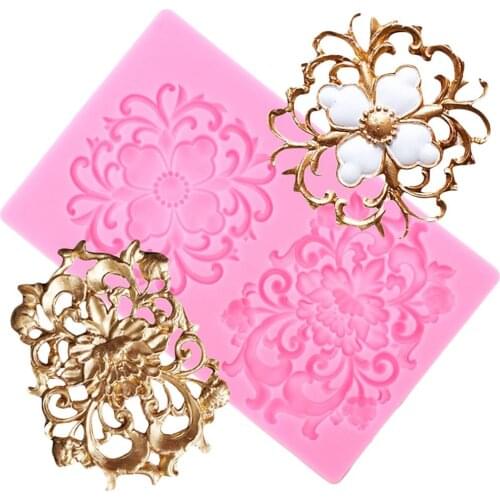 Baroque Scroll Relief Silicone Mold Border Fondant Molds DIY Wedding Cake Decorating Tools Candy Clay Chocolate Gumpaste Mould