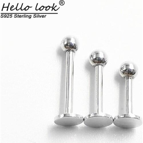HelloLook 925 Sterling Silver Lip Stud Minimalist Body Piercing Jewelry Accessories 3mm Ball Lip Piercing Labret Lip Ring