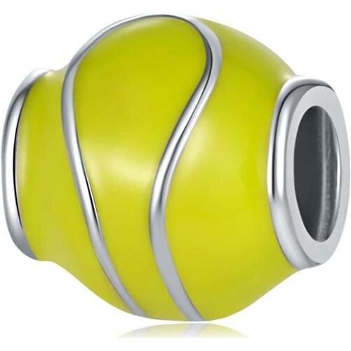 5PCS European Style Sports Jewelry Accessories Yellow Enamel Baseball Beads for Women Men for Original Charms Bracelest Earring