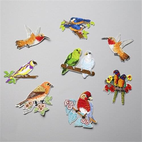 Ursmart 1 Piece cute embroidery birds patch for clothing cloth paste DIY dress bag shoes accessories iron-on beautiful patch