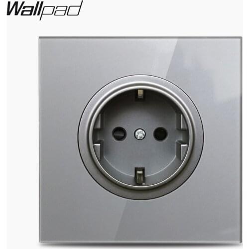 Wallpad L6 Grey Glass EU German French Wall Power Socket Electric Outlet
