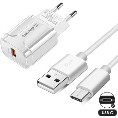Quick Charge 3.0 USB Charger For Huawei P30 Honor 20S Phone Charger Adapter Fast Charge USB C Wire For Samsung A22 Xiaomi Cable
