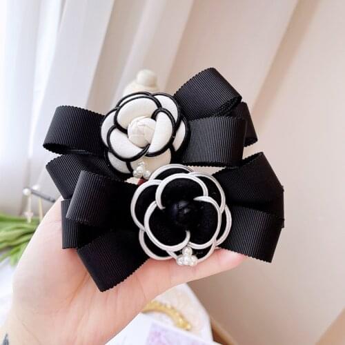 Big Bowknot Barrette for Women Girl Fabric Camellia Hair Clip Brooch Black White Hairpin Autumn Winter Wholesale Drop Shipping