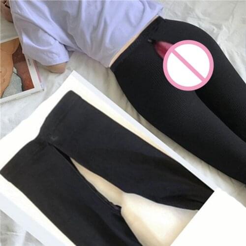 Woman Sexy Leggings Trousers Outdoor Sex Pants Open Croch Zippers Spring Summer Autumn Winter Strechy Pants Clothes Female