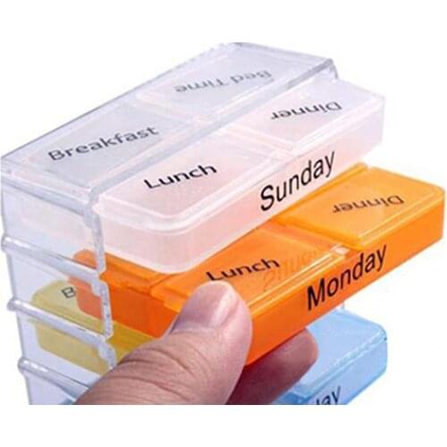 Hot Sale Protable 7 Days Weekly Travel Medicine Tablet Holder Dispenser Organizer Storage Pill Box