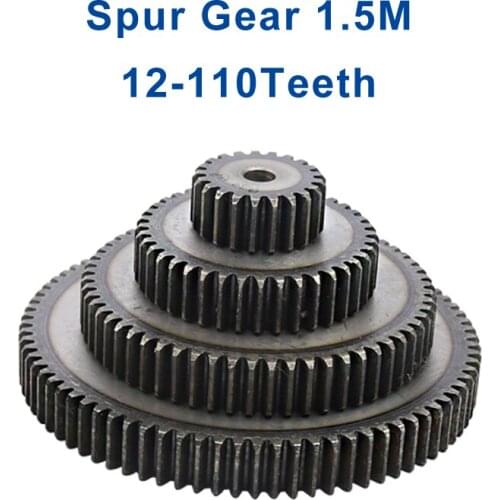 1 Piece 1.5M Spur Gear 36/37/38/39 Teeth 10/12 mm Process Hole Gear Wheel Low Carbon Steel Material Flat Gear Total Height 15 mm