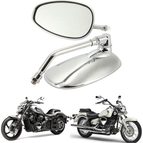 10mm 8mm 2Pcs Motorcycle Silver Chrome Aluminum Custom Rearview Side Mirror Universal Fit