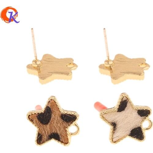 Cordial Design 100Pcs 14*15MM Jewelry Accessories/Star Shape/Hand Made/Leopard Print Effect/DIY Jewelry Making/Earrings Stud