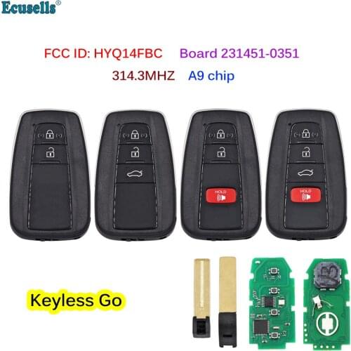 2/3/4 Button ASK 314.3MHz Smart Keyless Go Remote Key A9 Chip for Toyota Camry 2018 2019 2020 FCC ID:HYQ14FBC Board 231451-0351