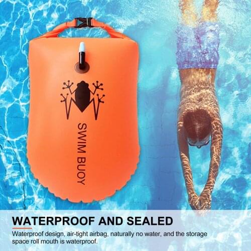 20L Inflatable Open PVC Swimming Buoy Tow Float Dry Bag Double Air Bag With Waist Belt Safety Bag For Swimming Water Sport