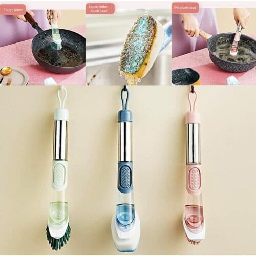 Three-in-one Automatic Soap Dispensing Dish Brush Set for Oil Stain Removing with Replacement Advanced Head
