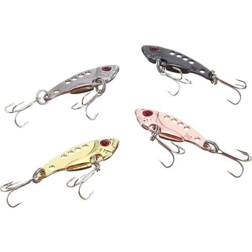 Lot 4pcs Metal Spinnerbait Fishing Lures Spinner VIB Crankbait Artificial Fish Hooks Crank Baits Tackle Fake Lure
