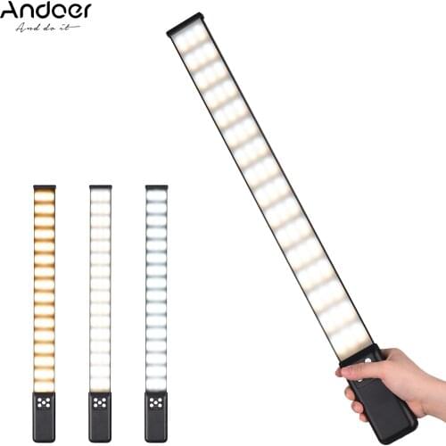 Andoer Handheld LED Light Tube Wand Photography Fill-in Light Lamp 3000K-5700K Dimmable CRI95 Built-in Rechargeable Battery