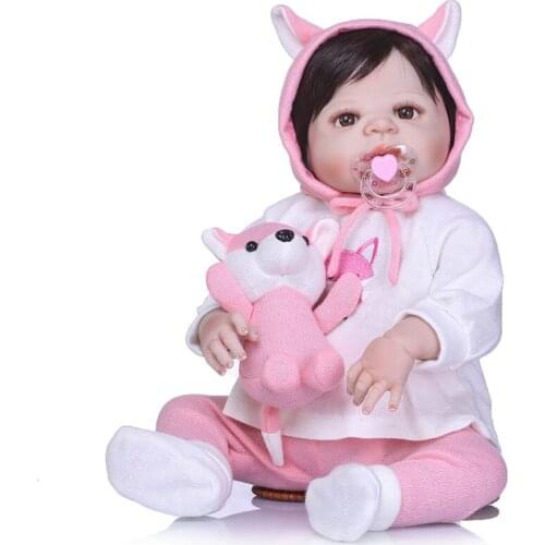 Bebe Silicone Reborn Baby Doll Girl Toys 23inch NPK fake baby newborn dolls toys for child gift can bathe bonecas reborn