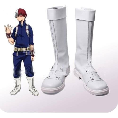 My Hero Academia Boku No Hero Akademia Shoto Todoroki White Hero Cosplay Shoes Boots Halloween Party Cosplay Costume Accessories