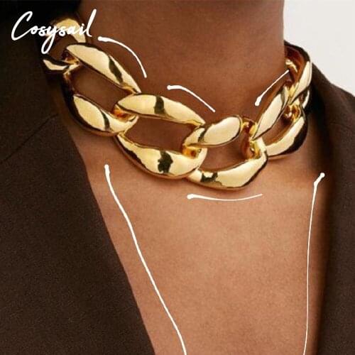 Cosysail Exaggerated Thick CCB Plastic Short Choker Necklace for Women Hip hop Chunky Chain Necklaces Statement Jewelry 2021Gift